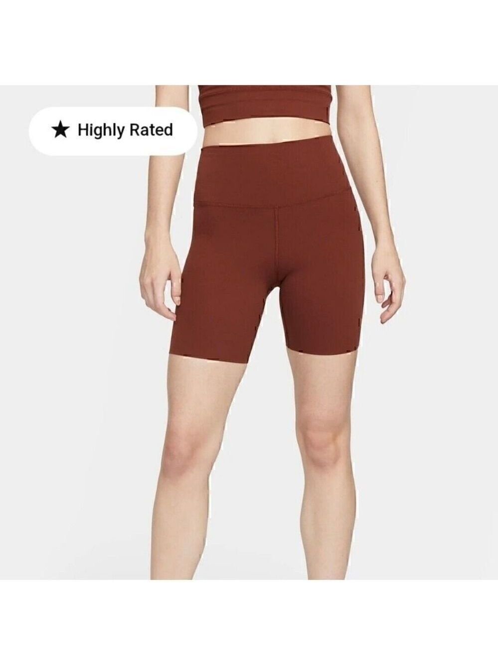 Nike Womens Yoga Luxe High Waisted Booty Shorts Brown XXS